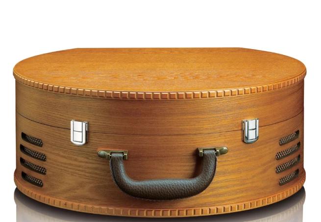 Platine vinyle en bois avec haut-parleurs intégrés
